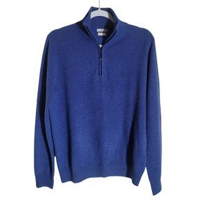 Munrospun Pure Cashmere 1/4 Zip Pullover Sweater Women's Size Medium Blue Soft